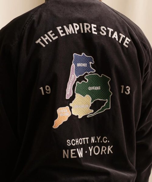 Schott(ショット)/LEATHER COMBI SOUVENIR JACKET N.Y. MAP/レザーコンビ スーベニアジャケット ニューヨークマップ/img18