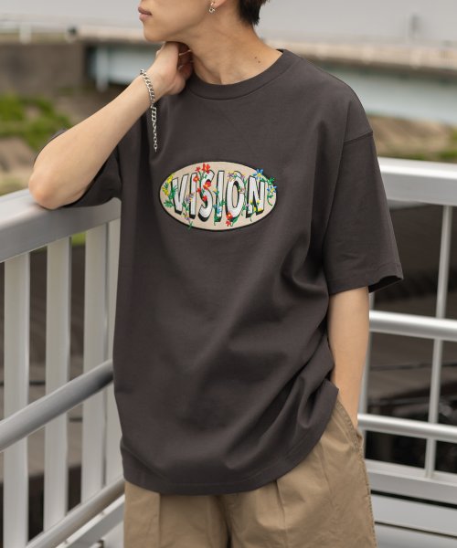 VISION STREET WEAR(ヴィジョン ストリート ウェア)/【VISION STREET WEAR／ヴィジョンストリートウェア】サークルロゴフラワー刺繍Tシャツ/ビッグシルエット/img02