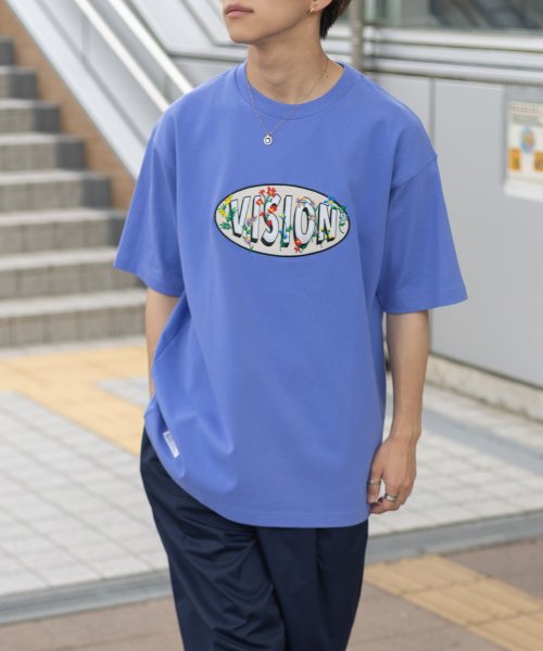 VISION STREET WEAR(ヴィジョン ストリート ウェア)/【VISION STREET WEAR／ヴィジョンストリートウェア】サークルロゴフラワー刺繍Tシャツ/ビッグシルエット/img09