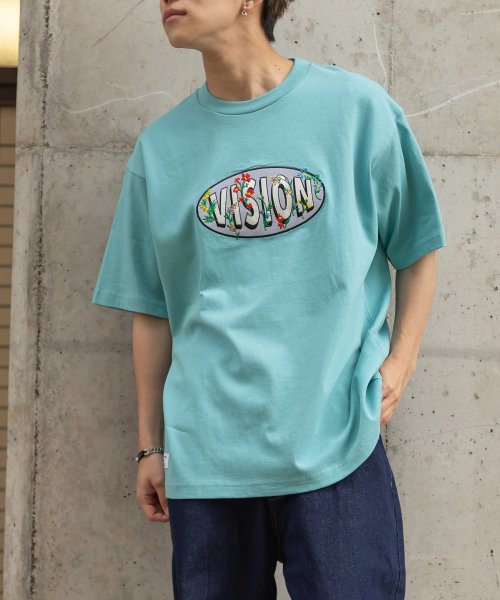 VISION STREET WEAR(ヴィジョン ストリート ウェア)/【VISION STREET WEAR／ヴィジョンストリートウェア】サークルロゴフラワー刺繍Tシャツ/ビッグシルエット/img11