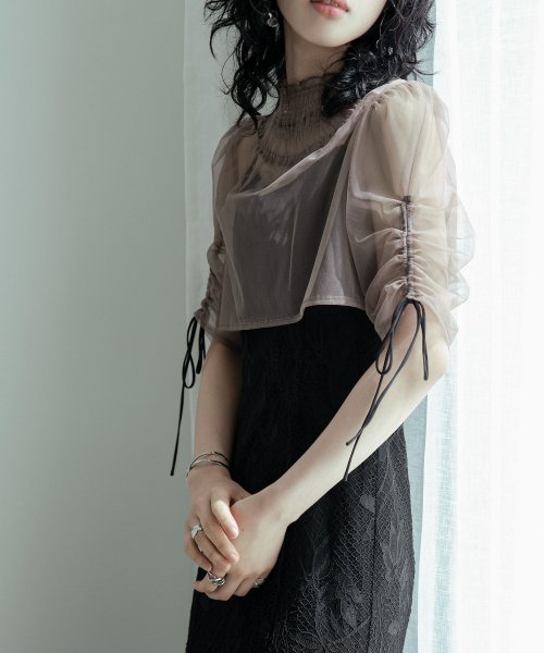 結婚式 ワンピース パーティードレス ボレロ キャミワンピ 2点セット レース チュール 羽織 ショート丈 リボン マーメイドスカート ロング丈 半袖 他と被ら 5cm NP 42cm 17cm 18cm