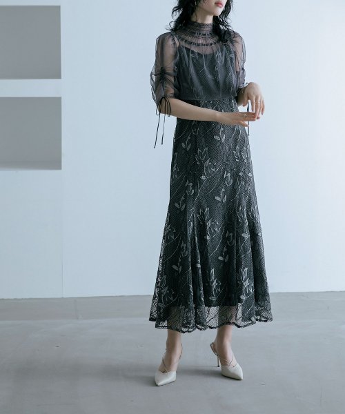 結婚式 ワンピース パーティードレス ボレロ キャミワンピ 2点セット レース チュール 羽織 ショート丈 リボン マーメイドスカート ロング丈 半袖 他と被ら 5cm NP 42cm 17cm 18cm