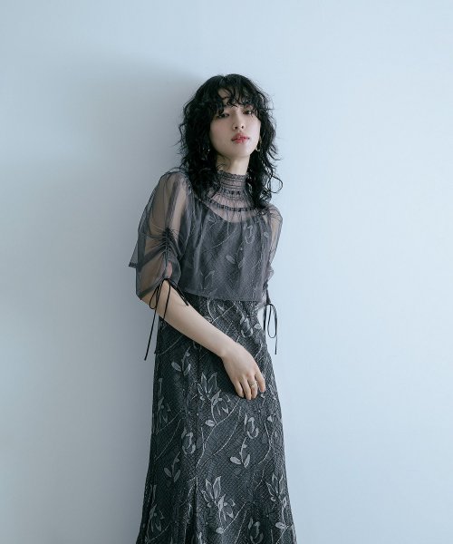 結婚式 ワンピース パーティードレス ボレロ キャミワンピ 2点セット レース チュール 羽織 ショート丈 リボン マーメイドスカート ロング丈 半袖 他と被ら 5cm NP 42cm 17cm 18cm