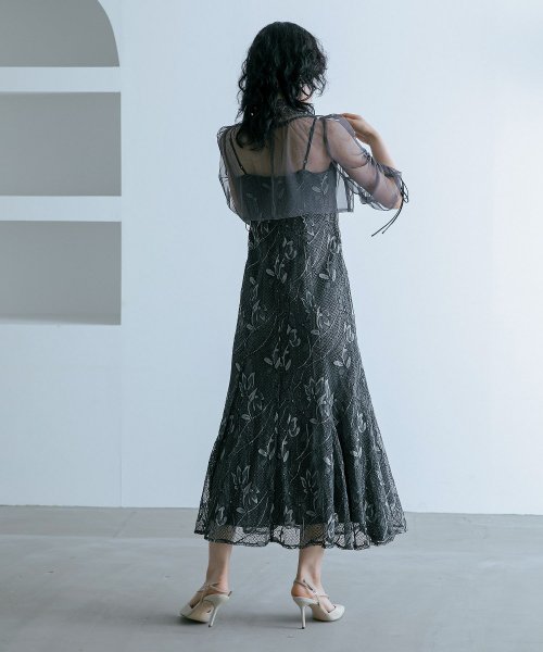 結婚式 ワンピース パーティードレス ボレロ キャミワンピ 2点セット レース チュール 羽織 ショート丈 リボン マーメイドスカート ロング丈 半袖 他と被ら 5cm NP 42cm 17cm 18cm