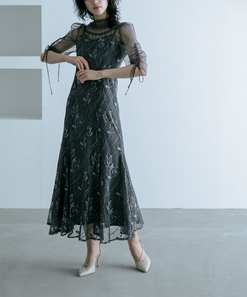 結婚式 ワンピース パーティードレス ボレロ キャミワンピ 2点セット レース チュール 羽織 ショート丈 リボン マーメイドスカート ロング丈 半袖 他と被ら 5cm NP 42cm 17cm 18cm