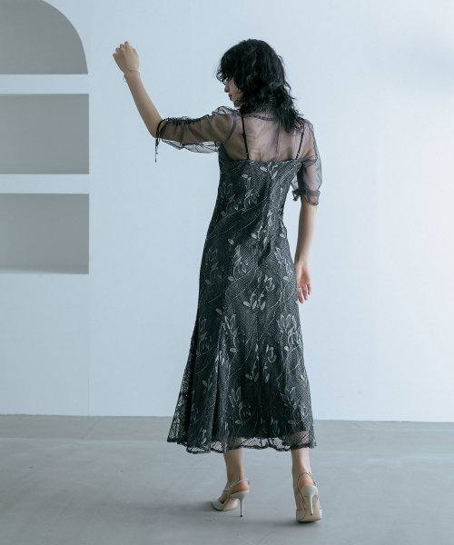 結婚式 ワンピース パーティードレス ボレロ キャミワンピ 2点セット レース チュール 羽織 ショート丈 リボン マーメイドスカート ロング丈 半袖 他と被ら 5cm NP 42cm 17cm 18cm