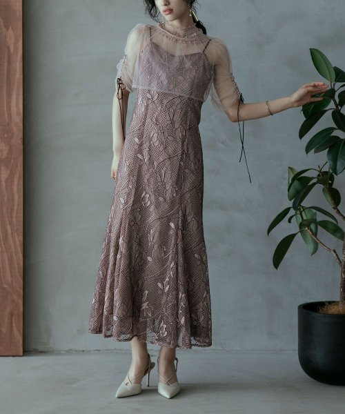 結婚式 ワンピース パーティードレス ボレロ キャミワンピ 2点セット レース チュール 羽織 ショート丈 リボン マーメイドスカート ロング丈 半袖 他と被ら 5cm NP 42cm 17cm 18cm