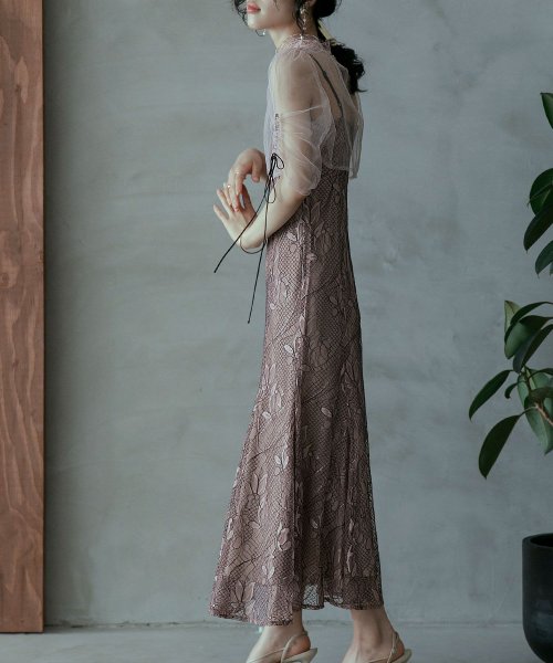 結婚式 ワンピース パーティードレス ボレロ キャミワンピ 2点セット レース チュール 羽織 ショート丈 リボン マーメイドスカート ロング丈 半袖 他と被ら 5cm NP 42cm 17cm 18cm