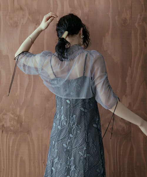 結婚式 ワンピース パーティードレス ボレロ キャミワンピ 2点セット レース チュール 羽織 ショート丈 リボン マーメイドスカート ロング丈 半袖 他と被ら 5cm NP 42cm 17cm 18cm