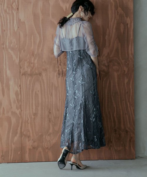 結婚式 ワンピース パーティードレス ボレロ キャミワンピ 2点セット レース チュール 羽織 ショート丈 リボン マーメイドスカート ロング丈 半袖 他と被ら 5cm NP 42cm 17cm 18cm