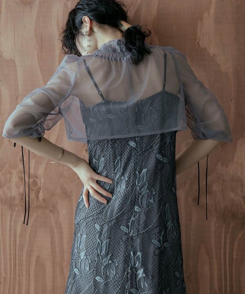 結婚式 ワンピース パーティードレス ボレロ キャミワンピ 2点セット レース チュール 羽織 ショート丈 リボン マーメイドスカート ロング丈 半袖 他と被ら 5cm NP 42cm 17cm 18cm