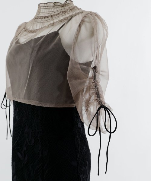 結婚式 ワンピース パーティードレス ボレロ キャミワンピ 2点セット レース チュール 羽織 ショート丈 リボン マーメイドスカート ロング丈 半袖 他と被ら 5cm NP 42cm 17cm 18cm