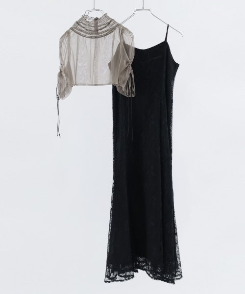 結婚式 ワンピース パーティードレス ボレロ キャミワンピ 2点セット レース チュール 羽織 ショート丈 リボン マーメイドスカート ロング丈 半袖 他と被ら 5cm NP 42cm 17cm 18cm