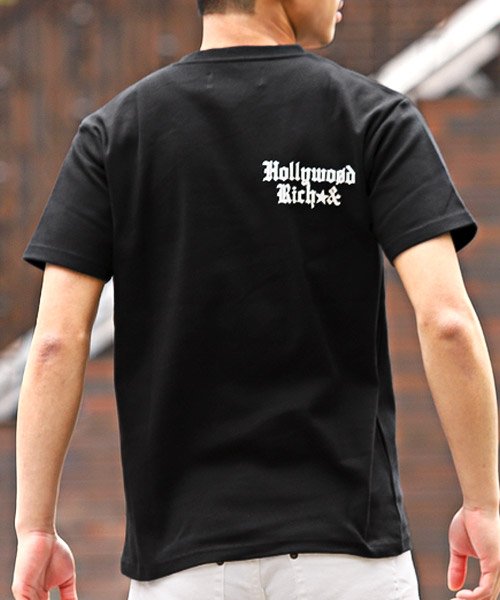 LUXSTYLE(ラグスタイル)/Hollywood rich.&(ハリウッドリッチ)キルザパンクベアプリントTシャツ/Tシャツ メンズ 半袖 プリント テディベア パンク ロゴ 刺繍/img01