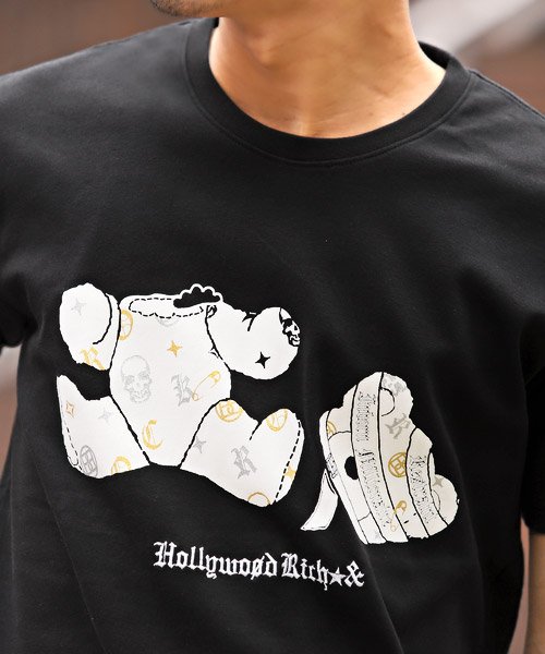 LUXSTYLE(ラグスタイル)/Hollywood rich.&(ハリウッドリッチ)キルザパンクベアプリントTシャツ/Tシャツ メンズ 半袖 プリント テディベア パンク ロゴ 刺繍/img09