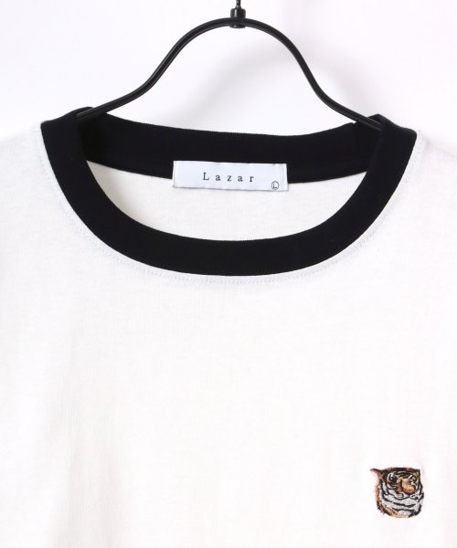 LAZAR(ラザル)/【Lazar】別注 Animal One Point Embroidery T－Shirt/オーバーサイズ ワンポイント刺繍 半袖Tシャツ/リンガー/img01