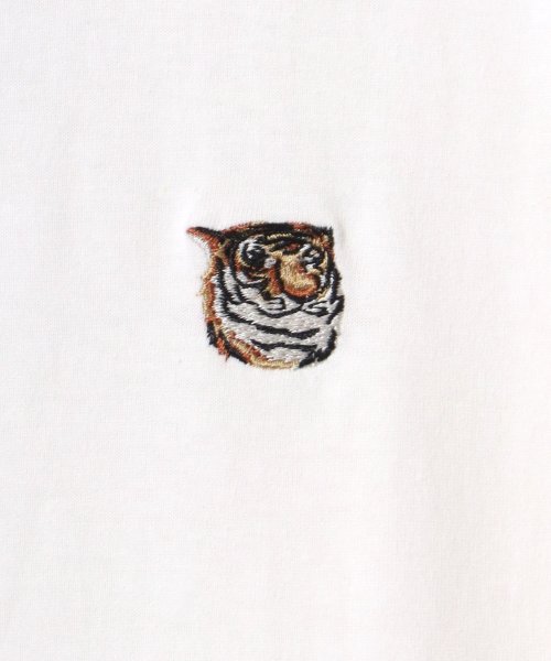 LAZAR(ラザル)/【Lazar】別注 Animal One Point Embroidery T－Shirt/オーバーサイズ ワンポイント刺繍 半袖Tシャツ/リンガー/img04