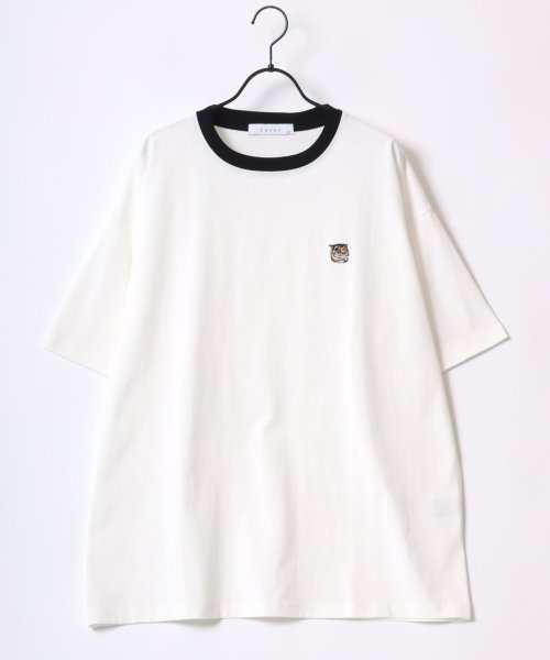 LAZAR(ラザル)/【Lazar】別注 Animal One Point Embroidery T－Shirt/オーバーサイズ ワンポイント刺繍 半袖Tシャツ/リンガー/img13