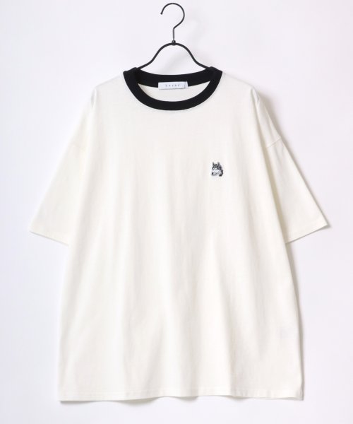 LAZAR(ラザル)/【Lazar】別注 Animal One Point Embroidery T－Shirt/オーバーサイズ ワンポイント刺繍 半袖Tシャツ/リンガー/img14