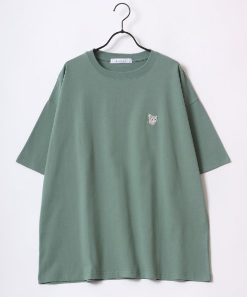 LAZAR(ラザル)/【Lazar】別注 Animal One Point Embroidery T－Shirt/オーバーサイズ ワンポイント刺繍 半袖Tシャツ/リンガー/img20