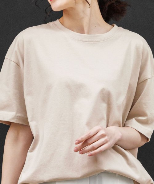 mili an deni(ミリアンデニ)/サイドスリット裾ラウンドTシャツ クルーネック 半袖 無地 綿100% M L トップス レディース/img38