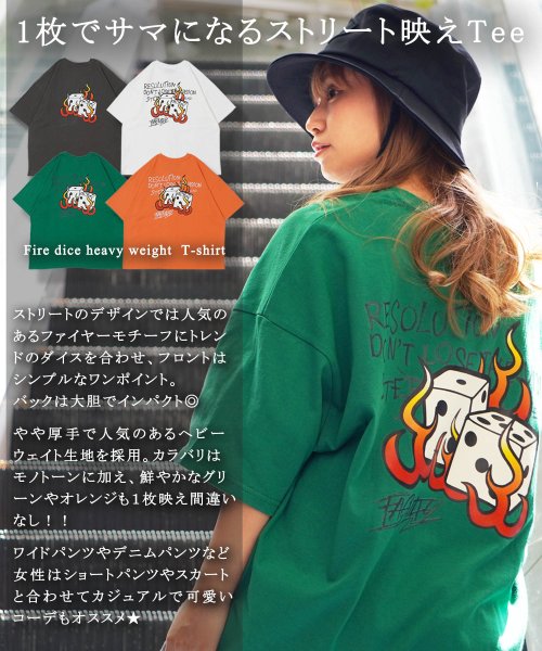 1111clothing(ワンフォークロージング)/オーバーサイズ Tシャツ メンズ ビッグTシャツ レディース ビッグシルエットTシャツ 半袖Tシャツ 綿100% ワンポイント サイコロ プリント/img05