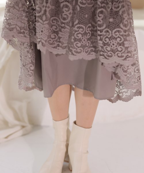 ジレ付きレースワンピース 