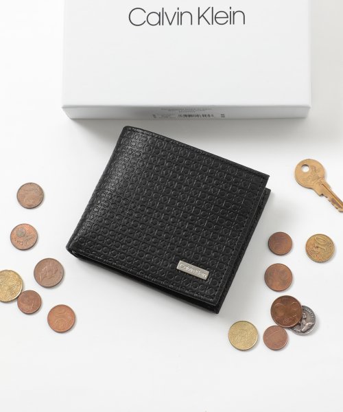 Calvin Klein(カルバンクライン)/【Calvin Klein / カルバンクライン】BILLFOLD WITH COIN POCKET / ワンポイント レザーコンパクトウォレット 二つ折り財布/img01