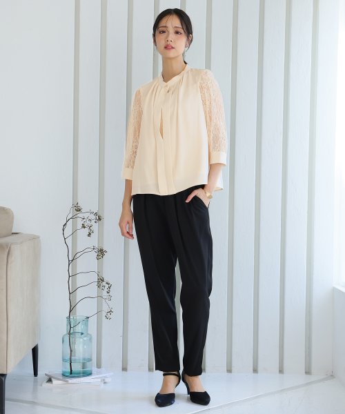 スリーブレース切り替えパンツドレス 二次会 食事会 セレモニー 発表会