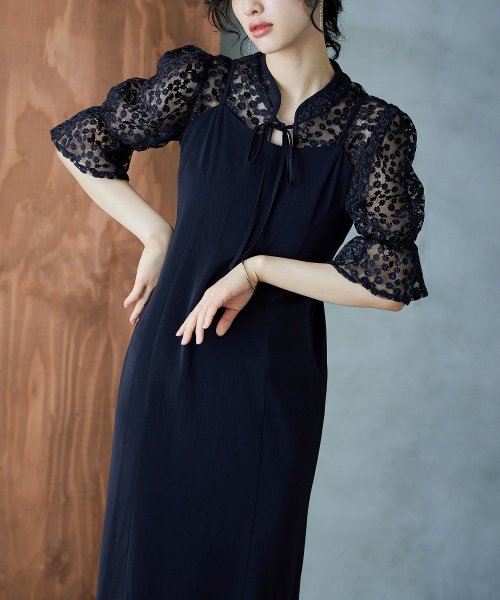 結婚式 ワンピース パーティードレス ボレロ キャミワンピ 2点セット 花柄 刺繍 レース ショート丈 リボン シアー キャンディスリーブ 羽織 ロング丈 Iラ 5cm