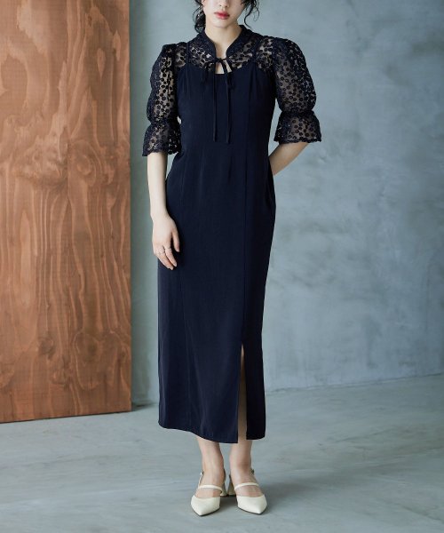 結婚式 ワンピース パーティードレス ボレロ キャミワンピ 2点セット 花柄 刺繍 レース ショート丈 リボン シアー キャンディスリーブ 羽織 ロング丈 Iラ 5cm