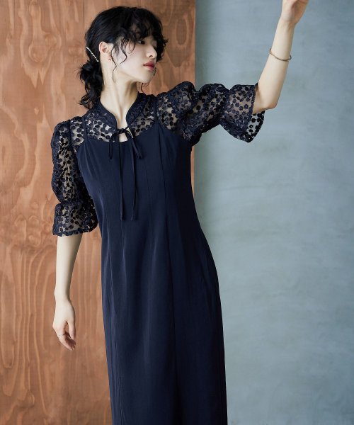 結婚式 ワンピース パーティードレス ボレロ キャミワンピ 2点セット 花柄 刺繍 レース ショート丈 リボン シアー キャンディスリーブ 羽織 ロング丈 Iラ 5cm