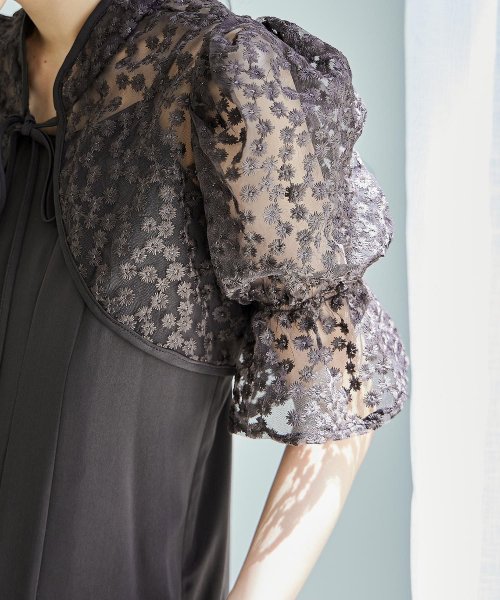 結婚式 ワンピース パーティードレス ボレロ キャミワンピ 2点セット 花柄 刺繍 レース ショート丈 リボン シアー キャンディスリーブ 羽織 ロング丈 Iラ 5cm