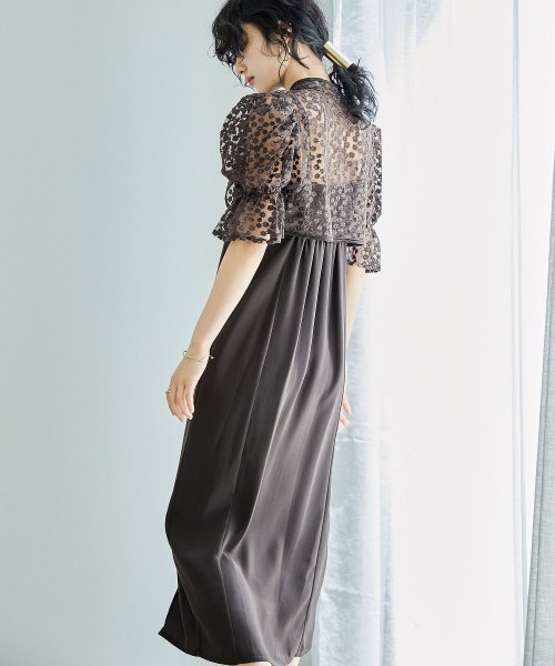 結婚式 ワンピース パーティードレス ボレロ キャミワンピ 2点セット 花柄 刺繍 レース ショート丈 リボン シアー キャンディスリーブ 羽織 ロング丈 Iラ 5cm