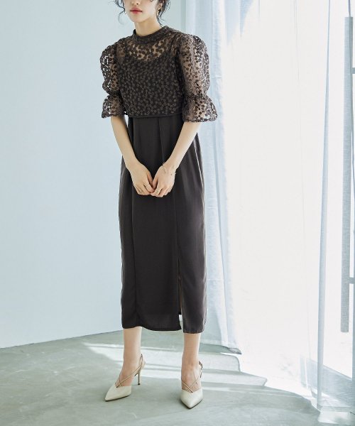 結婚式 ワンピース パーティードレス ボレロ キャミワンピ 2点セット 花柄 刺繍 レース ショート丈 リボン シアー キャンディスリーブ 羽織 ロング丈 Iラ 5cm