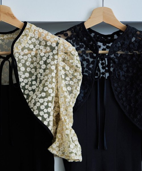 結婚式 ワンピース パーティードレス ボレロ キャミワンピ 2点セット 花柄 刺繍 レース ショート丈 リボン シアー キャンディスリーブ 羽織 ロング丈 Iラ 5cm