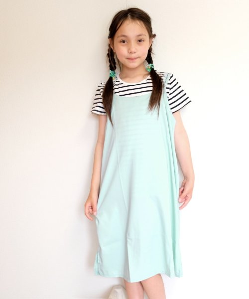 SHOO・LA・RUE(Kids) (シューラルーキッズ)/【110－140cm/2点セット】ボーダーT＋ロゴテープキャミワンピセット/img14