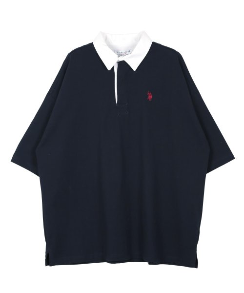 JIGGYS SHOP(ジギーズショップ)/US.POLO ASSN.(ユーエスポロアッスン) ブランド別注オーバーサイズ半袖ラガーシャツ / メンズ ゆったり おしゃれ ポロシャツ 半袖 ヘビーウェイト/img14