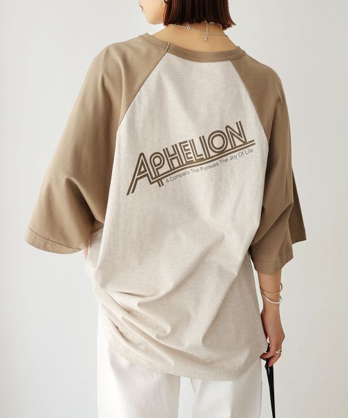 and　Me...(アンドミー)/配色ラグラン バックロゴ オーバーサイズ Tシャツ/img03