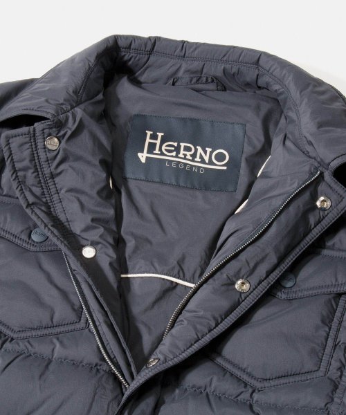 HERNO(ヘルノ)/ヘルノ HERNO PI011ULE 19288 ダウンジャケット メンズ アウター ビジネス デニムジャケットタイプ パッディド ボタン カジュアル 軽量 防/img06