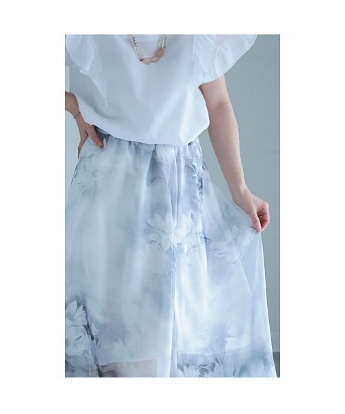 Sawa a la mode(サワアラモード)/水彩で描かれた花柄シフォンスカート/img14