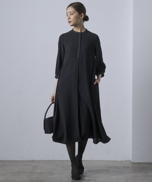 《7分袖タイプ》【喪服・礼服】【洗える】≪デザインブラック≫シャツワンピース/ブラックフォーマル/夏 RI2296412369(17424円)