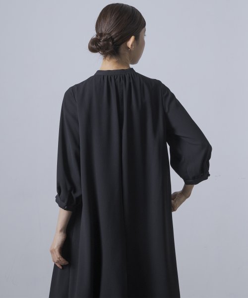 《7分袖タイプ》【喪服・礼服】【洗える】≪デザインブラック≫シャツワンピース/ブラックフォーマル/夏 RI2296412369(17424円)
