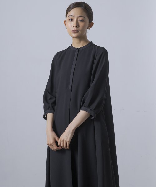 《7分袖タイプ》【喪服・礼服】【洗える】≪デザインブラック≫シャツワンピース/ブラックフォーマル/夏 RI2296412369(17424円)