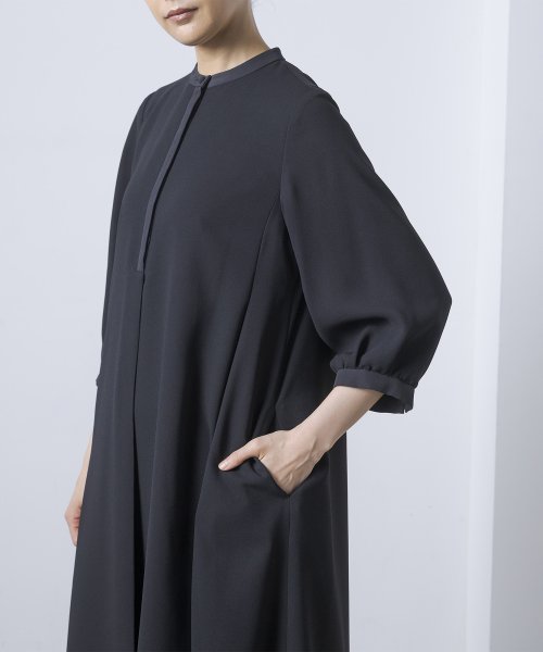 《7分袖タイプ》【喪服・礼服】【洗える】≪デザインブラック≫シャツワンピース/ブラックフォーマル/夏 RI2296412369(17424円)