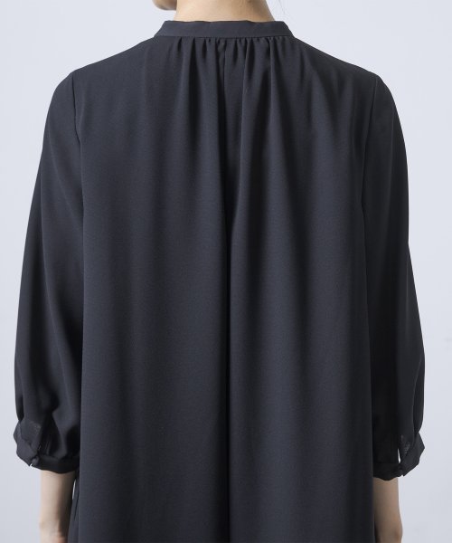 《7分袖タイプ》【喪服・礼服】【洗える】≪デザインブラック≫シャツワンピース/ブラックフォーマル/夏 RI2296412369(17424円)