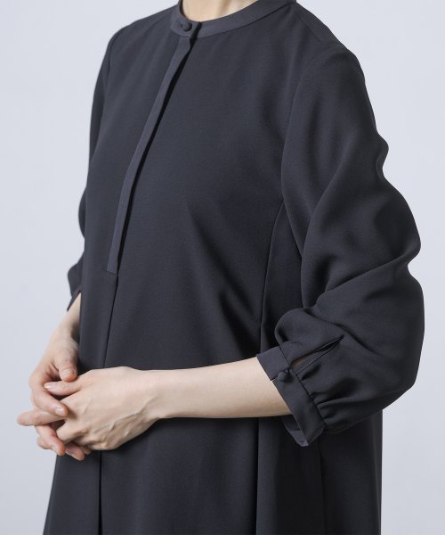 《7分袖タイプ》【喪服・礼服】【洗える】≪デザインブラック≫シャツワンピース/ブラックフォーマル/夏 RI2296412369(17424円)