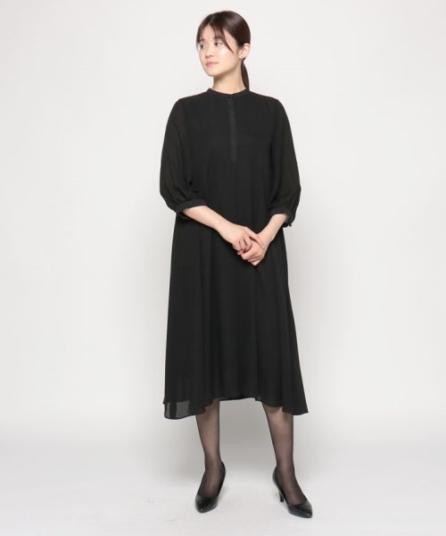 《7分袖タイプ》【喪服・礼服】【洗える】≪デザインブラック≫シャツワンピース/ブラックフォーマル/夏 RI2296412369(17424円)