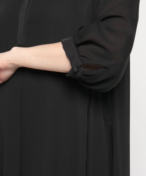 《7分袖タイプ》【喪服・礼服】【洗える】≪デザインブラック≫シャツワンピース/ブラックフォーマル/夏 RI2296412369(17424円)