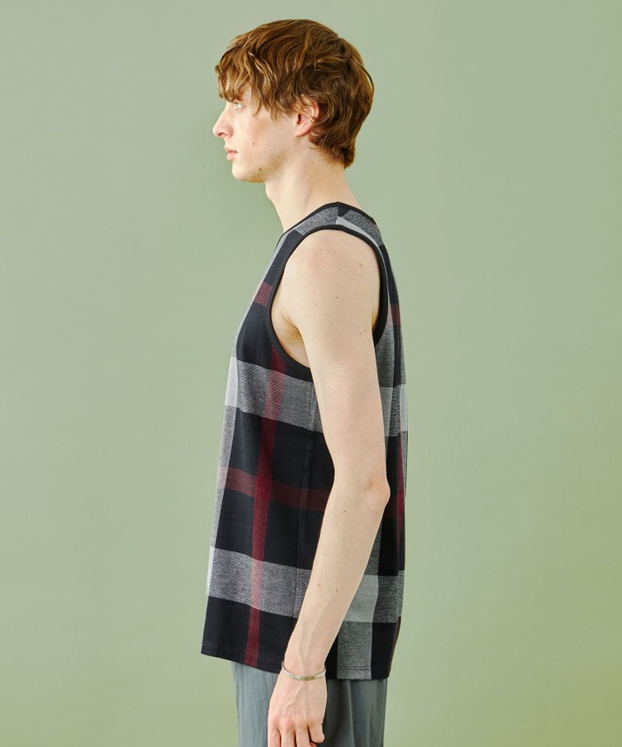 WEB限定】ブラックチェックタンクトップ(505377516)｜HANKYU MEN'S